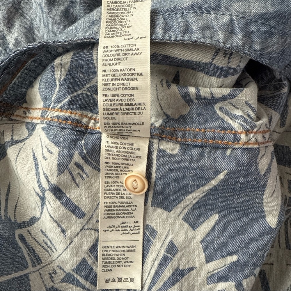 Fat Face Blue Tropical Leaf Print Button Shirt 100% Cotton, Men’s XL - Picture 6 of 9